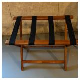 Wood and Nylon Strap Luggage Rack