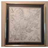 Framed Map of Savannah with Military Detail