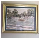 Framed Fountain Artwork by Betty J. Akers