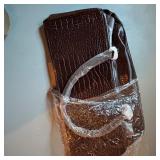Brown Faux Crocodile Shoulder Bag