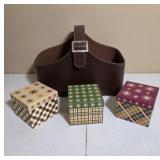 Brown Faux Leather Basket with Boxes