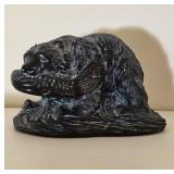 Black Bear Figurine With Fish