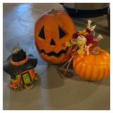 Halloween Decorations With Pumpkin and Witch Hat