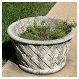 Concrete Planter with Basket Weave Design