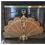 Brass Fireplace Screen With Ornate Motif