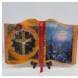 Wooden Book-Shaped Clock With Religious Theme