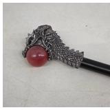 Cane With Dragon Motif Handle and Red Orb
