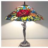 Stained Glass Lamp With Female Figure Base