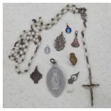 Religious Rosary and Assorted Medals