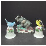 Porcelain Figurines of Elephant and Birds