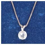 Sterling Silver .925 Necklace Clear Gemstone