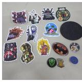 Pop Culture Stickers and Pins Selection