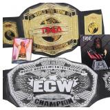 WWE ECW and TNA Wrestling Belts With Cards