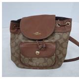 Faux CoachLeather Drawstring Backpack
