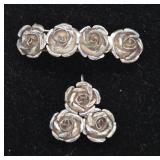 Sterling Silver .925 Rose Brooch & Pendant