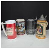 Glass and Ceramic Beer Steins and Mugs