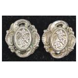 .800 Silver Floral Motif Clip Earrings