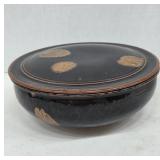 Black Glazed Ceramic Dish with Lid
