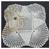 Hazel-Atlas 22k Gold Glass Dish With Doily