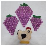 Crocheted Grape and Chicken Decorative Set