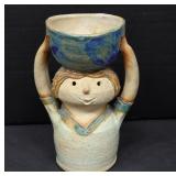 Handmade Ceramic Figure with Bowl