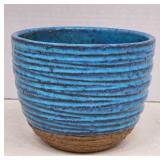 Blue Glazed Pottery Planter with Drainage Hole