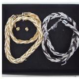 Braided Metal Tone Jewelry Set