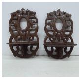 Carved Wood Wall Shelves With Oval Design