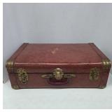 Brown Hard Shell Suitcase with Brass Accents