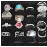 Silver-Tone Rings with Gemstones