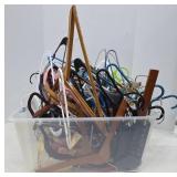 Hangers in Plastic Bin