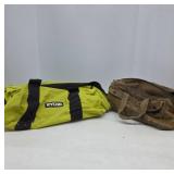 Green Ryobi Bag and Brown Canvas Bag