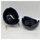 Dark Blue Ceramic Ashtrays