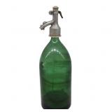 Green Glass Seltzer Bottle With Metal Spout
