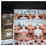 Cotton Kitchen Towels With Coffee And Cow Themes