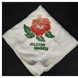 White Handkerchief with Hawaiian Hibiscus Design