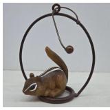 Carved Chipmunk With Metal Frame