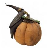 Fabric Crow on Pumpkin Halloween Decoration