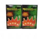 70 Halloween Mini Lights Orange Bulbs