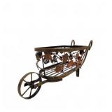 Metal Wheelbarrow Plant Stand With Pumpkin Motif