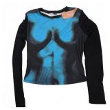 Black and Blue Mesh Sleeve Top