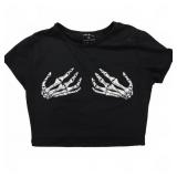 Black Skeleton Print Crop Top