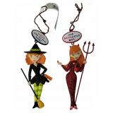 Halloween Witch and Devil Ornaments