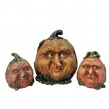 Whimsical Resin Pumpkin Face Figurines