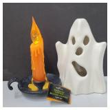 Haunted Candle With Ceramic Ghost Cover
