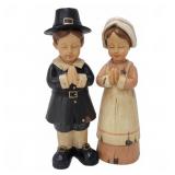 Painted Pilgrim Boy and Girl Figurines