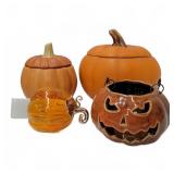 Pumpkin Ceramic Jars and Halloween Decor