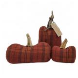 Plaid Fabric Stuffed Pumpkin Decorations