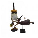 Folk Art Halloween Witch and Ghost Figurines