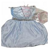 New Blue Princess Child Costume with Tiara Headset